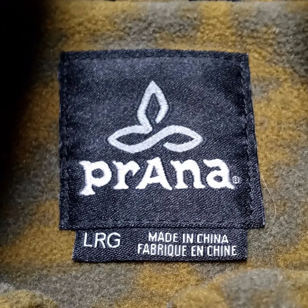 PrAna Arnu Green Black Pullover 1/4 Zip Fleece Sweater Jacket Mens Size Large